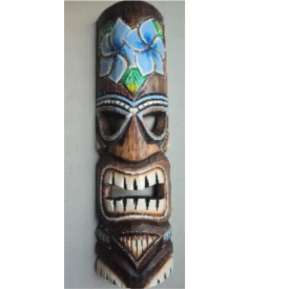 Hand Crafted Polynesian Hawaiian Style Painted 19.5 " Tiki Masks X2 🆕📦🏃🏻💨🚚 - Picture 5 of 16